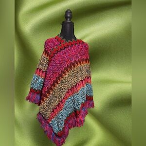Hand Knit Boho Women's Poncho